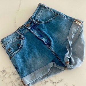 ONE TEASPOON Women’s Denim Cuffed Shorts, Size 22